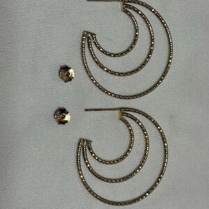 Silver Triple Hoop Gold Earrings